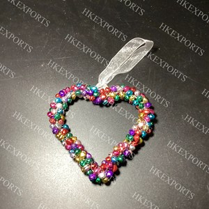 Adorno decorativo para árbol de Navidad con corazón de cuentas multicolor hecho a mano para temporada de vacaciones adorno colgante adornos navideños - Product Image 3