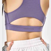 Soutien-gorge de sport pour femme, simple, respirant, à séchage rapide, en Spandex/Polyester, à double couche, bretelles, maintien moyen, décoration en maille, col rond