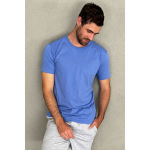 Ligero azul cielo clásico para hombre 100% algodón Premium pesado manga corta color sólido 100% algodón camiseta para hombre - Product Image 6