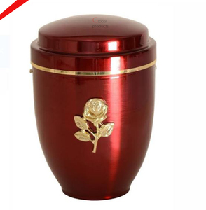 Top Quality Blue Color <b>Keepsake</b> Urn With Beautiful Golden Flower Design for Human <b>Ashes</b> - Product Image 4