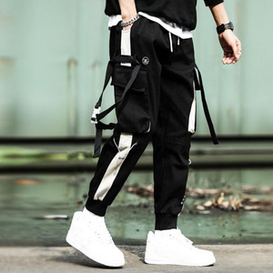 Pantalones estilo Cyberpunk Ninja para hombre Techwear vendaje bolsillos con cremallera Casual táctico Cargo Joggers negro Hiphop Streetwear - Product Image 2