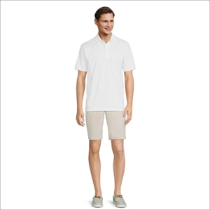 Personalizable de los hombres blancos para Polos de manga corta de punto de algodón PK tela con opciones de diseño personalizables de cuello liso - Product Image 1