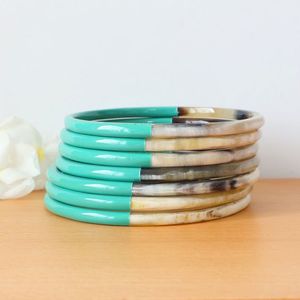 กำไลเขาสีแดงคุณภาพสูงกำไลเขาควายแท้สร้อยข้อมือเคลือบเงา - Product Image 3
