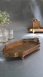 Meilleur plateau de service en laiton fait à la main avec polissage lisse et base solide utilisé pour le service de table et la décoration intérieure disponible à bas prix - Product Image 3