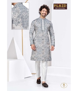 Kurta en soie douce pour homme avec broderie délicate conçue pour les mariages et les jours spéciaux - Product Image 2