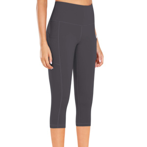 Pantalon Capri Taille Haute Effet Sculptant Fessier avec Poche Discrète pour Sport et Extérieur, en Spandex/Polyester, Taille Élastique, Séchage Rapide et Respirant - Product Image 2