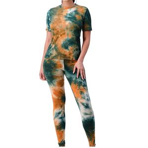 Camiseta y pantalones de moda lavados con ácido Slim Fit, chándales de entrenamiento de Yoga transpirables para gimnasio con corbata, trajes Ye para niñas - Product Image 1