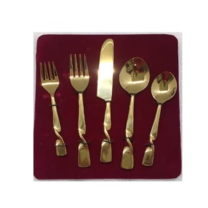 Stainless Steel Gold Finishing Flatware <b>Sets</b> with <b>Black</b> Resin Handle Hot Selling New Customized Utensils <b>Dinner</b> Ware - Product Image 4