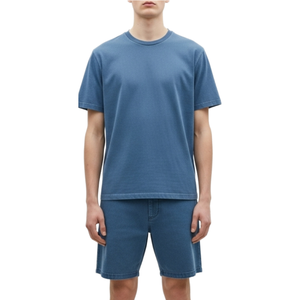 Conjunto de camiseta y pantalones cortos de manga corta de color liso para hombre, chándal deportivo de verano de algodón al por mayor, conjunto de pantalones cortos personalizados - Product Image 1