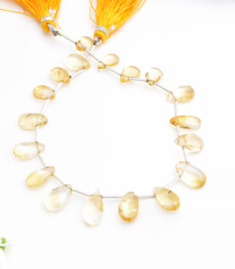 Perles de citrine en forme de poire, collier de pierres précieuses naturelles de 8 pouces, pierre précieuse pour la fabrication de bijoux fins - Product Image 2