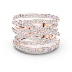 Anillo con Diamantes Redondos de Múltiples Hileras con Engaste de Puntas |   Joyería Fina de Lujo para Mujer - Product Image 1