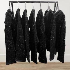 High Quality Custom 100% Cotton Oversized Zipper Hoodie Heavyweight Blank Zip up Unisex Men Rhinestone Zip Hoodies - Product Image 4