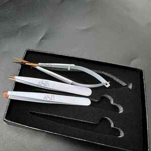 Ensemble de pincettes à sourcils avec logo personnalisé, rose, or, blanc, pointe inclinée, pince à sourcils avec ciseaux à ressort pointus - Product Image 6