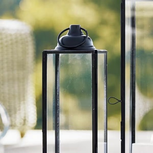 2025 Modern <b>Black</b> Metal Outdoor Patio & Events Decorative <b>Candle</b> <b>Lanterns</b> with <b>Black</b> Thin Frame Tall Floor <b>Lanterns</b> - Product Image 2