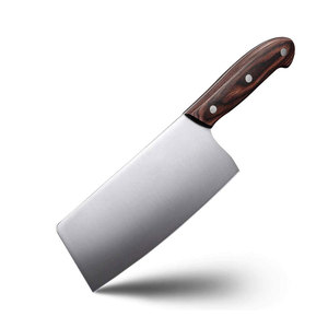 Cuchillo de Chef de acero inoxidable hecho a mano personalizado, cuchillo de carnicero de cocina con mango de madera para rebanar carne para proyectos de bricolaje - Product Image 1