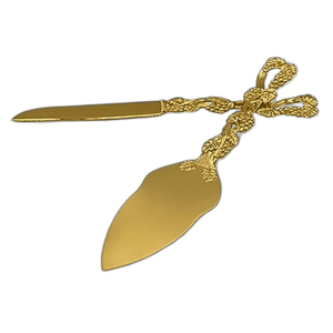 Articles les plus vendus spatule en argent de mariage de Style européen avec couteau à gâteau et serveur à poignée pliée pour la fête de noël - Product Image 6