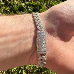 8mm Round Brilliant Cut Moissanite VVS1 Channel Set Cuban Link Men's 925 <b>Sterling</b> <b>Silver</b> <b>Bracelet</b> - Product Image 4