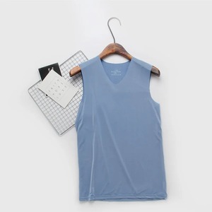 Cool Men's Cotton Tank Tops No Trace Vest Undershirt Fitness Body Shaper con diseño sin mangas para correr y Deportes - Product Image 3