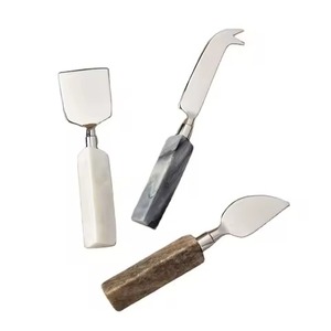 Juego de servidor de queso de Metal de diseñador con mango de piedra decorativa, herramientas de queso de acero inoxidable, rebanador esparcidor para regalar - Product Image 3