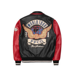 Gran oferta, nuevo diseño, chaqueta de cuero de béisbol para hombre, recién llegado, cuello levantado, precio bajo, chaquetas de cuero con letras - Product Image 2