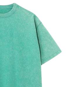 T-shirt unisexe surdimensionné en coton vert délavé, style vintage, épaules tombantes, streetwear décontracté, haut unisexe - Product Image 2