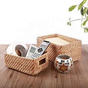 Panier rond en rotin naturel écologique, tissage moderne avec poignée pour la cuisine, rangement coloré de Pâques - Product Image 5