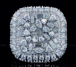 Luxury 925 Sterling Silver VVS Moissanite Diamond Iced Out Multi Cut Diamond Sparkling Hip Hop <b>Statement</b> <b>Ring</b> For Party Wear - Product Image 1