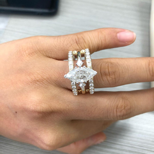 Compromiso antiguo de diamante cultivado en laboratorio de corte Marquesa de 2,50 quilates para anillos de joyería fina para mujer en oro amarillo de 14K - Product Image 2