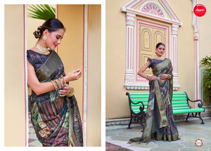 Vibrant Superbe Pratiksha Koth Saree Rich Pallu Motifs tissés à la main Imprimer Unique Indien Pakistanais Vêtements pour Mariages Festivals - Product Image 6