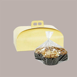 Boîte à colombes en papier jaune à carreaux avec poignée 335x235 H90 mm 10 pièces Fournitures de Pâques - Product Image 3