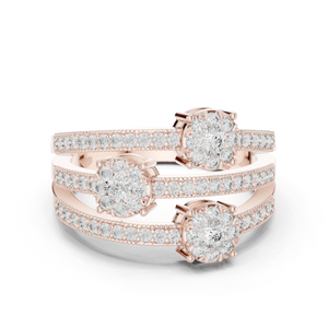 Anillo de Oro Rosa de 14K con Diamante Redondo Cultivado en Laboratorio para Mujer |   Ropa de Oficina |   Diamante Cultivado Nuevo - Product Image 1