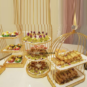 Golden Leafy Designer Aluminum Metal <b>Cake</b> <b>Stand</b> With <b>Glass</b> for Home Hotel and Restaurant Usage At Low Price - Product Image 2