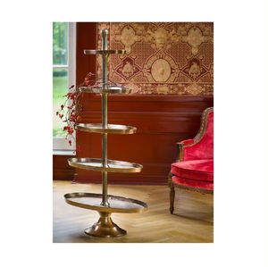 Porte-gâteau en métal au tarif de gros pour les fêtes de mariage Vente à chaud Dernier design Aluminium Métal Support à gâteau à 5 niveaux avec poignée - Product Image 1