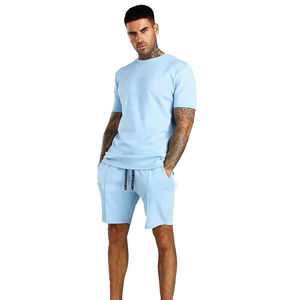 OEM Custom Made 100% Coton Hommes Polo Short Set Dernière Conception Uni Vente de gros T Shirt Short Set pour l'été - Product Image 4