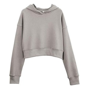 Modern Style Women <b>Cropped</b> Hoodie Hooded 3D Embroidery Eco-Friendly Fleece Quick Dry Breathable Fabric Workout Wear Comfortable - Product Image 1
