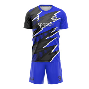 ชุดฟุตบอลแบบสั่งทำขายส่ง ผ้าโพลีเอสเตอร์ 100% ระบายอากาศได้ดี เสื้อแขนสั้นสีพื้น ชุดยูนิฟอร์มฟุตบอลที่ใส่สบาย - Product Image 3