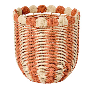 Cesta de almacenamiento de algas marinas festoneadas hechas a mano colorida cesta de lavandería o maceta elemento decorativo para su espacio y decoración del hogar - Product Image 5