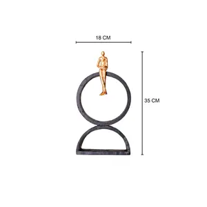 Sculpture métallique abstraite de haute qualité au design circulaire, style vintage européen, décoration moderne pour la maison - Product Image 1