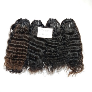 <b>Cheap</b> Deep Wavy Cuticle Aligned Indian Virgin Human Hair <b>Extensions</b> None Chemical Processed Natural Black Color Human Hair - Product Image 5