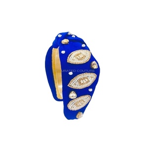 2023 Latest Sports <b>Headbands</b> Collection Obsessed <b>Glittering</b> Ornaments Hand Embellished Top Knotted Sports <b>Headbands</b> - Product Image 1