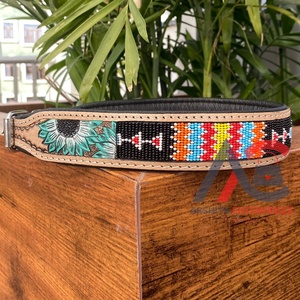 Collier de chien en cuir usiné à la main personnalisé de créateur de mode haut de gamme en cuir véritable de luxe réglable et résistant collier de chien pour chat de compagnie - Product Image 1