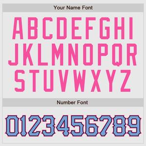 Maillot de baseball personnalisé à fines rayures blanc bleu clair-rose authentique à manches raglan - Product Image 4