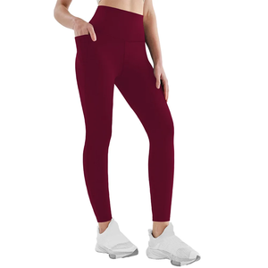 Personalizable de alta cintura de las mujeres Fitness Yoga Wear Leggings con el logotipo en la cintura patrón sólido al por mayor - Product Image 4