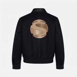 Chaqueta de Béisbol Juvenil Vintage Negra de Mezcla de Lana, Chaqueta Deportiva Personalizada con Bordado, Paneles en los Bolsillos, Cierre de Botones y Cintura de Punto Acanalado - Product Image 5