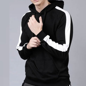 Sudadera con Capucha Personalizada OEM para Hombre, Negra con Franja Lateral Blanca, Sudadera de Forro Polar, Ropa Urbana, Ajuste Atlético, Venta al por Mayor de Fábrica, MOQ Bajo, al por Mayor - Product Image 1