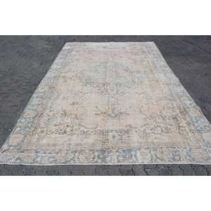 Alfombra Vintage Extra Grande de 7.6x11.5 pies (231x351 cm), Alfombra Turca con Estampado Animal Azul - Product Image 1