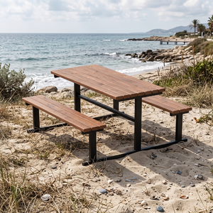Custom Commercial Park Picnic <b>Bench</b> Set Heavy Duty <b>Metal</b> Leg Wooden Outdoor Dining Picnic Table - Product Image 3