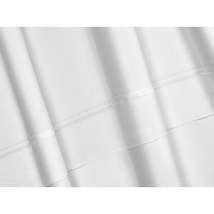 Juegos de cama con etiqueta personalizada, tela de algodón puro, satén, bordado de dos líneas, hecho en Italia, Sábana bajera, 2 fundas de almohada blancas - Product Image 4