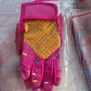 Cuero de vaca Negro Rosa Combo Ajustable Puño corto Guantes de bateo de béisbol para jugadores de equipos de béisbol - Product Image 6