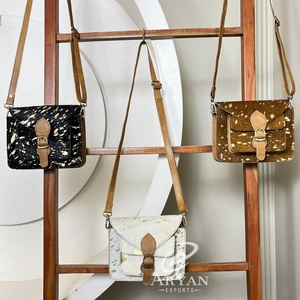 Nouveau 2025 sacs à bandoulière en cuir véritable fabriqués à la main pour femmes cheveux sur peau métallique sangle réglable épaule sacs à main sac à main - Product Image 1